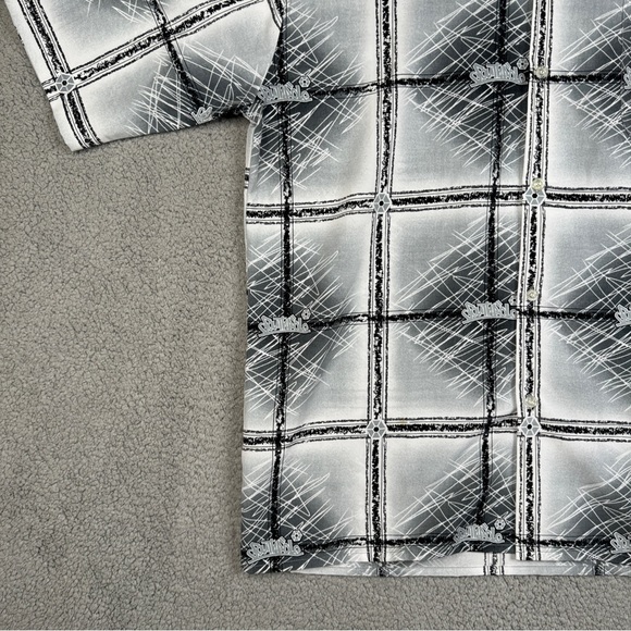 South Pole Shirt Mens Size XL Gray Loose Baggy Button Down Loop Collar Vintage - Picture 7 of 16